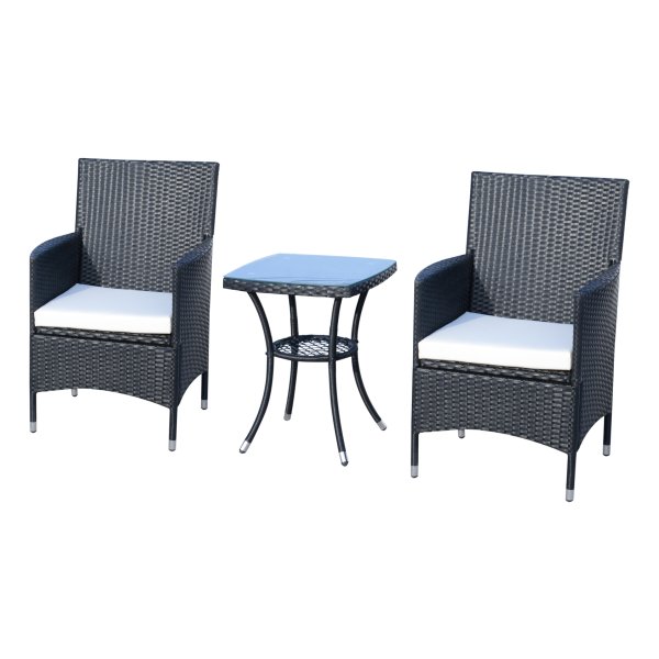 Balkonmeubelset - Luxe Living - polyrattan - zwart