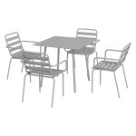Tuinmeubelset - Stijlvolle Tuinmeubelen - Eettafel en Stapelbare Stoelen - Lichtgrijs