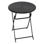 Inklapbare tuintafel - Outdoor Living - Ronde vorm – Houtlook - Donkergrijs