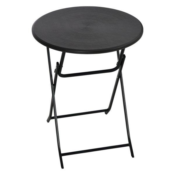 Inklapbare tuintafel - Outdoor Living - Ronde vorm – Houtlook - Donkergrijs