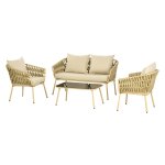 Tuinmeubelset – Rattan - Salontafel & Fauteuils – Khaki