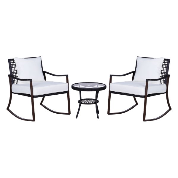 Tuinset - Schommelstoel Set - Rotan Bruin+Wit
