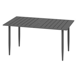 Terrastafel - Weerbestendig Staal - Lamellen Design - Zwart