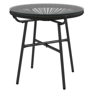 Rietentable - Landelijk Leven - Glazen tafelblad - Rond - Zwart