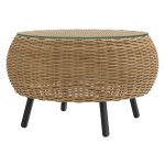 Bijzettafel - Polyrattan - Rond tafelblad - Bruin