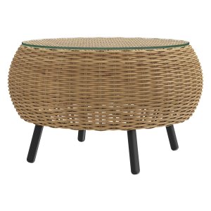 Bijzettafel - Polyrattan - Rond tafelblad - Bruin