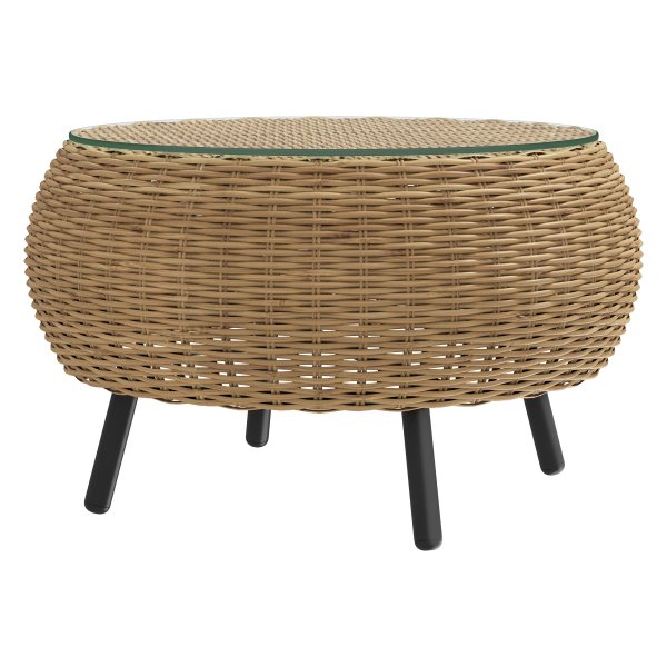 Bijzettafel - Polyrattan - Rond tafelblad - Bruin