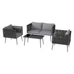 Tuinmeubelset – LuxeLiving - Weerbestendig – 4 personen - Lichtgrijs