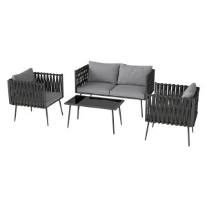 Tuinmeubelset – LuxeLiving - Weerbestendig – 4 personen - Lichtgrijs