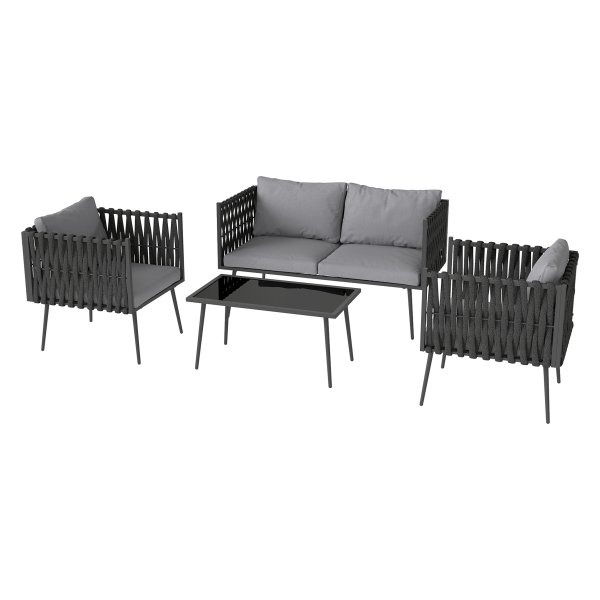 Tuinmeubelset – LuxeLiving - Weerbestendig – 4 personen - Lichtgrijs