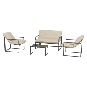 Tuinmeubelset - LuxeLiving - Tweezitsbank & 2 stoelen - Zwart/Grijs