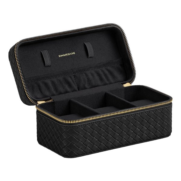 Horlogebox - RONNE Collectie - 3 Vakken – PU Leer - Inktzwart