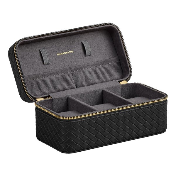 Reisetui - HOME RONNE Collectie - 3 Horloges - Geweven PU Leer - Inktzwart