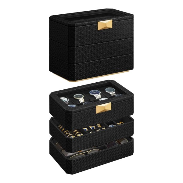 Horlogekoffer – HOME RONNE Collectie - Stapelbaar – Zwevend effect - Zwart