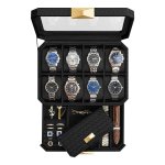 Horlogebox – HOME RONNE Collectie - 2 verdiepingen – geweven reliëf - inktzwart