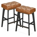 Barkrukken - RetroStoel - Decoratieve knopen - Koffiebruin