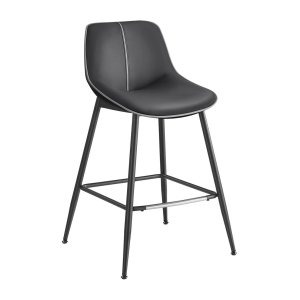 Barstoelen - Ergonomische rugleuning - PU-coating - Inktzwart