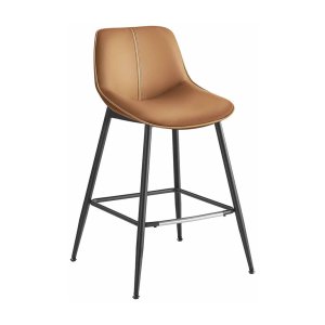 Barkrukken - LuxeLife - Ergonomische rugleuning - Kunstleer - Karamelbruin