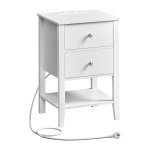 Nachtkastje - Bamboe - Oplaadfunctie - Minimalistisch - Wolkenwit