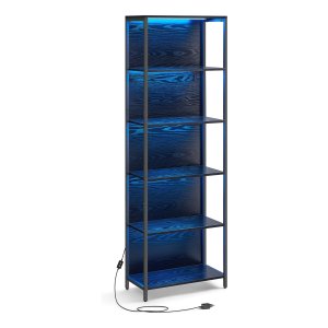 Boekenkast - Stalen Frame - LED-verlichting - Zwart