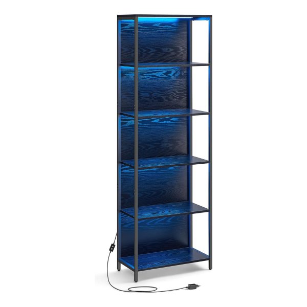 Boekenkast - Stalen Frame - LED-verlichting - Zwart