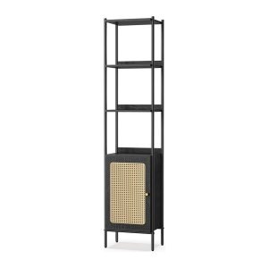 Boekenkast - TrendyLiving - Rotan-look deur - Verstelbare planken - Zwart