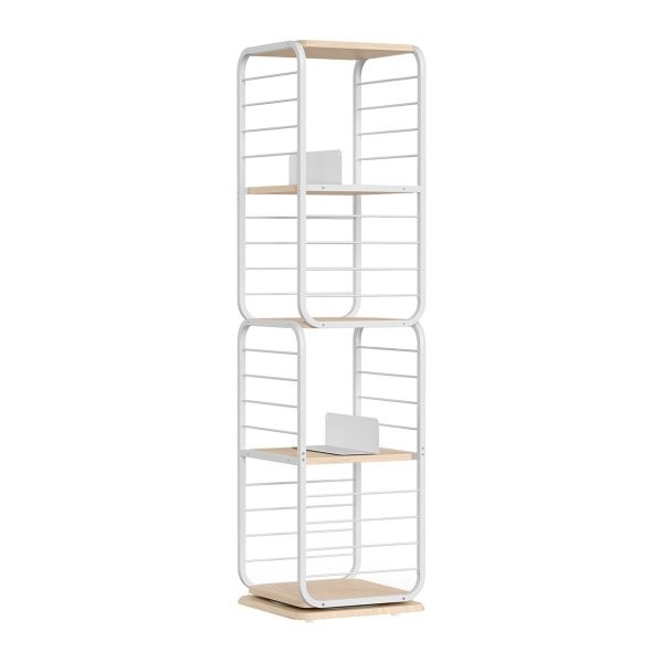 Boekenkast - Draaibare Hoekplank - Stalen Frame - Natuurlijk Beige