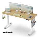 Bureauverstelling - Elektrisch - Staal - Natuurlijke eiken