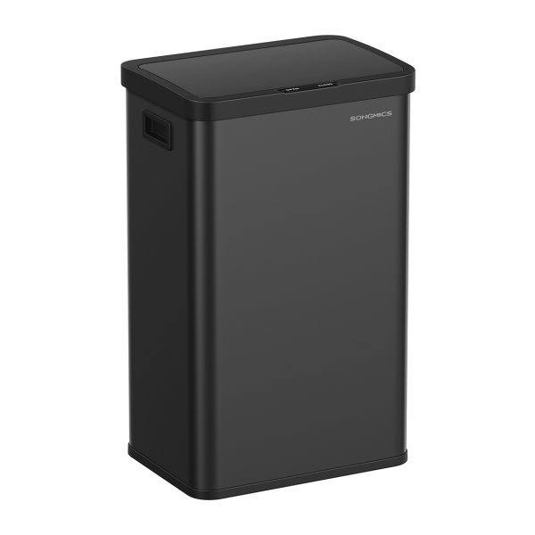 Prullenbak - Automatische deksel - 68 liter - Staal - Zwart