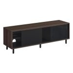 TV-meubel - Modern Living - Geribbeld glas - Asbruin