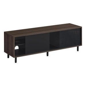 TV-meubel - Modern Living - Geribbeld glas - Asbruin