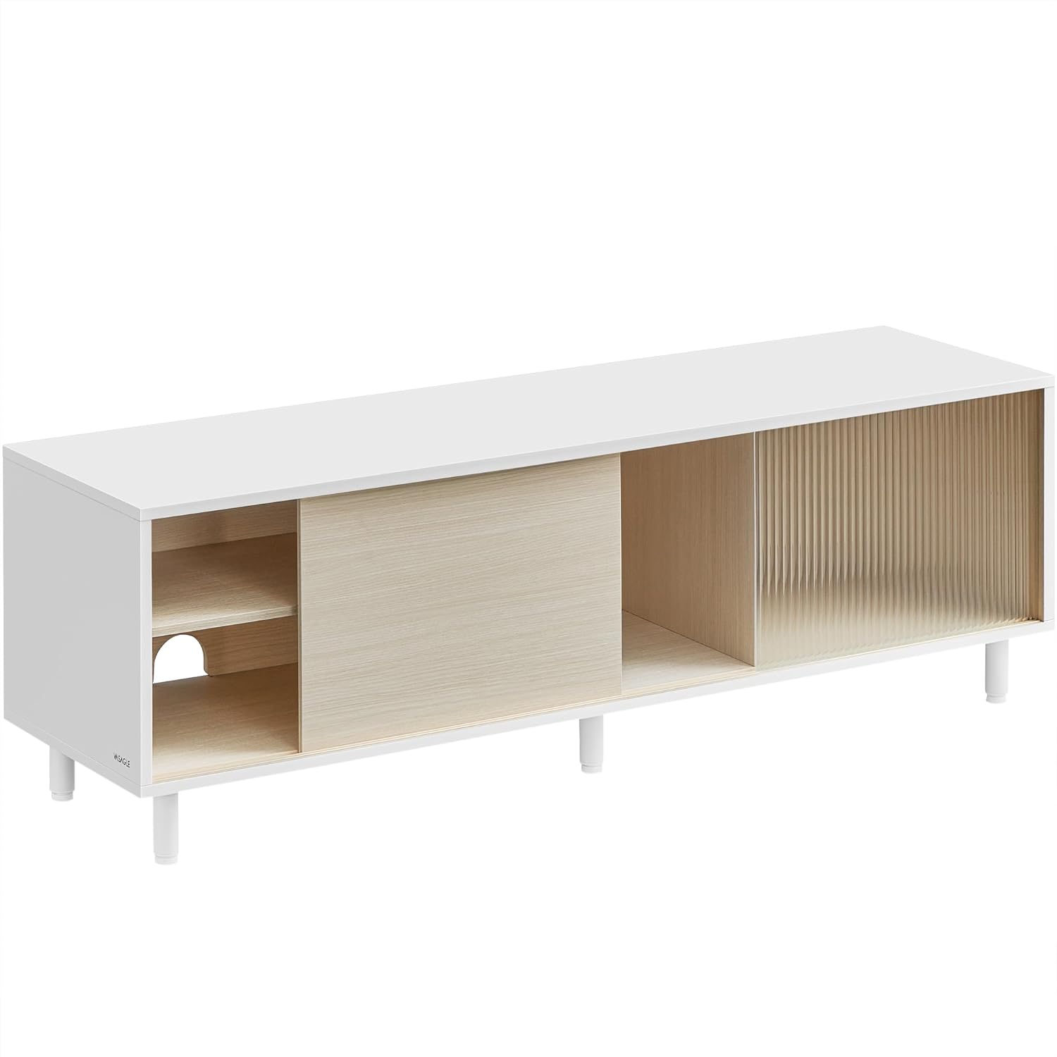 Tv-meubel - Stijlvol Wonen - Modern design - Geribbeld glas - Natuurlijk Beige