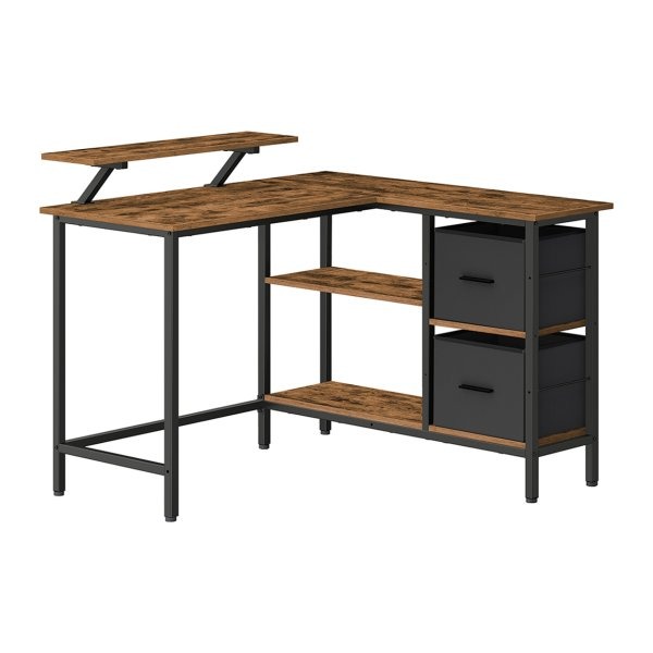 Bureau - Rustiek Bruin - Gaming - Verstelbare opbergschap