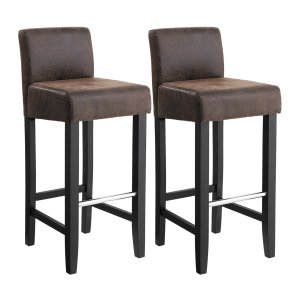 Barkrukken - - Lage rugleuning - Kunstleren zitting - Bruin