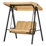 Tuinschommelbank - Verstelbaar zonnedak - Ligbed - Beige