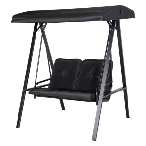 Tuinschommelbank - LuxTuin - Verstelbaar dak - Zwarte kussens