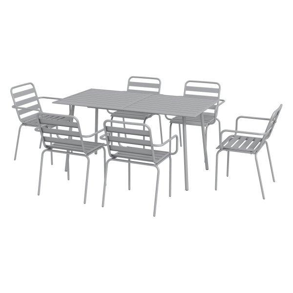 Eettafelsetid - Moderne Tuinmeubelset - Weerbestendig - Staalgrijs