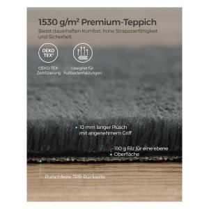 Woonkamerkleed - Antislip - Modern Design - Houtskool Grijs