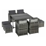Tuinset - PolyRattan - 8 personen - Grijs