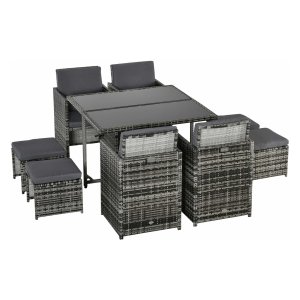 Tuinset - PolyRattan - 8 personen - Grijs