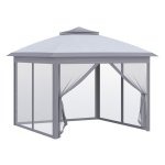 Partytent – Tuinpaviljoen - Pop-up – Dubbel dak - Grijs