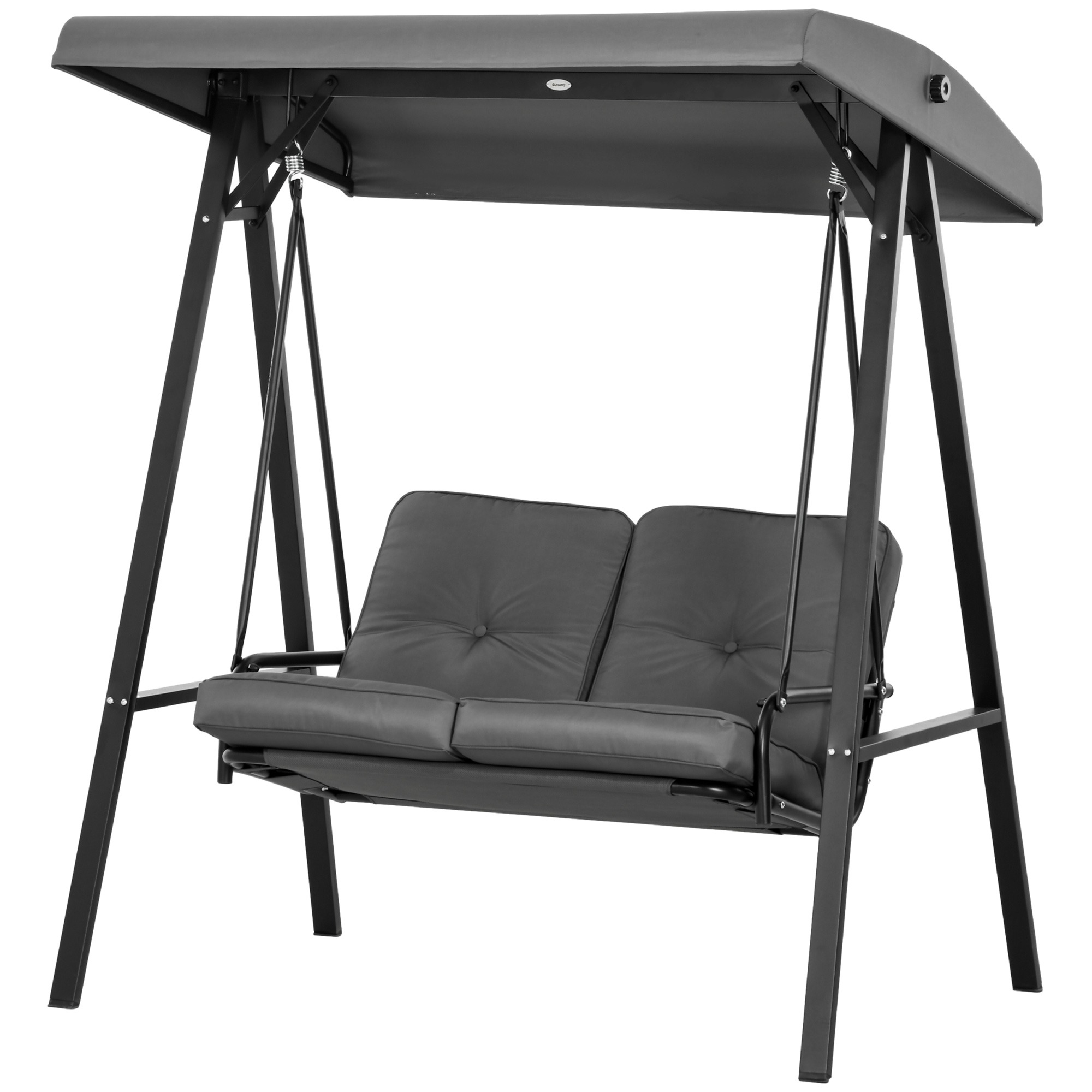 Schommelbank – Hollywood - Verstelbaar dak – Kussens - Donkergrijs
