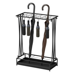 Paraplarek - Stijlvolle Opberger - 24 Haken - Wateropvangbak - Zwart