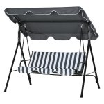 Tuinschommelbank - Verstelbaar zonnedak - 3-zits - Grijs