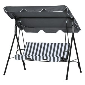 Tuinschommelbank - Verstelbaar zonnedak - 3-zits - Grijs