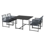 Eetkamerset - ModerneStijl - Inklapbare stoelen - Donkergrijs