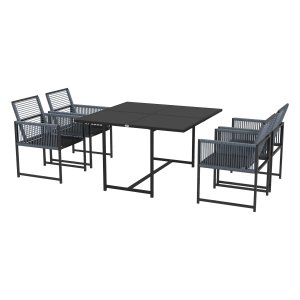 Eetkamerset - ModerneStijl - Inklapbare stoelen - Donkergrijs