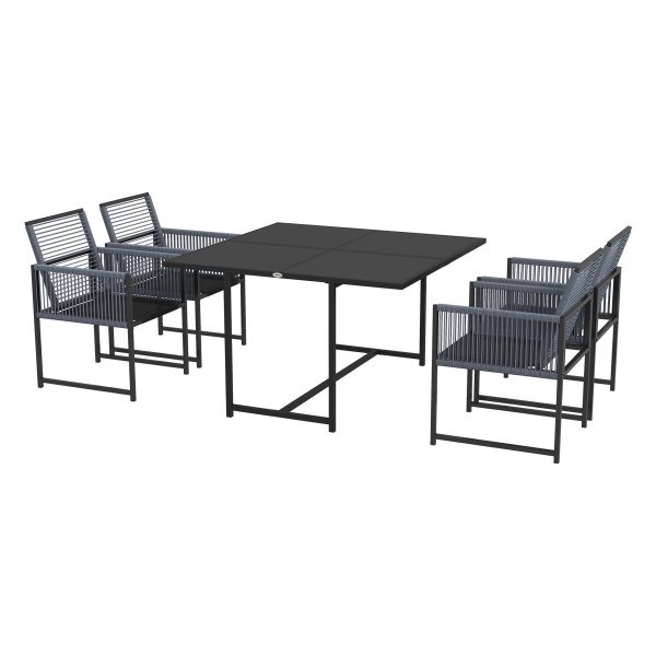 Eetkamerset - ModerneStijl - Inklapbare stoelen - Donkergrijs