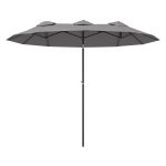 Terrasparasol - Marktparasol met dubbel zonnescherm - Windbestendig - Grijs