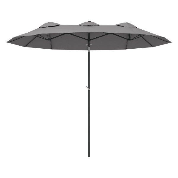 Terrasparasol - Marktparasol met dubbel zonnescherm - Windbestendig - Grijs